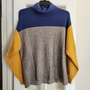 Free People Oversized Colorblock Turtleneck Sweater Small Flawed See Description